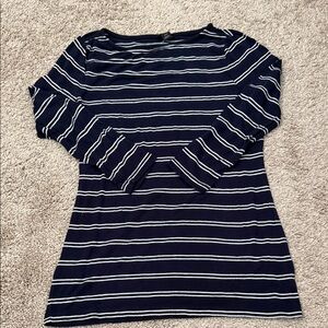 Ann Taylor Navy and White Striped Long Sleeve Top